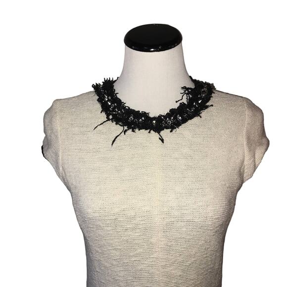 Rebecca Taylor Two Toned Embellished Neck Tweed Fringe Dress - Picture 5 of 12